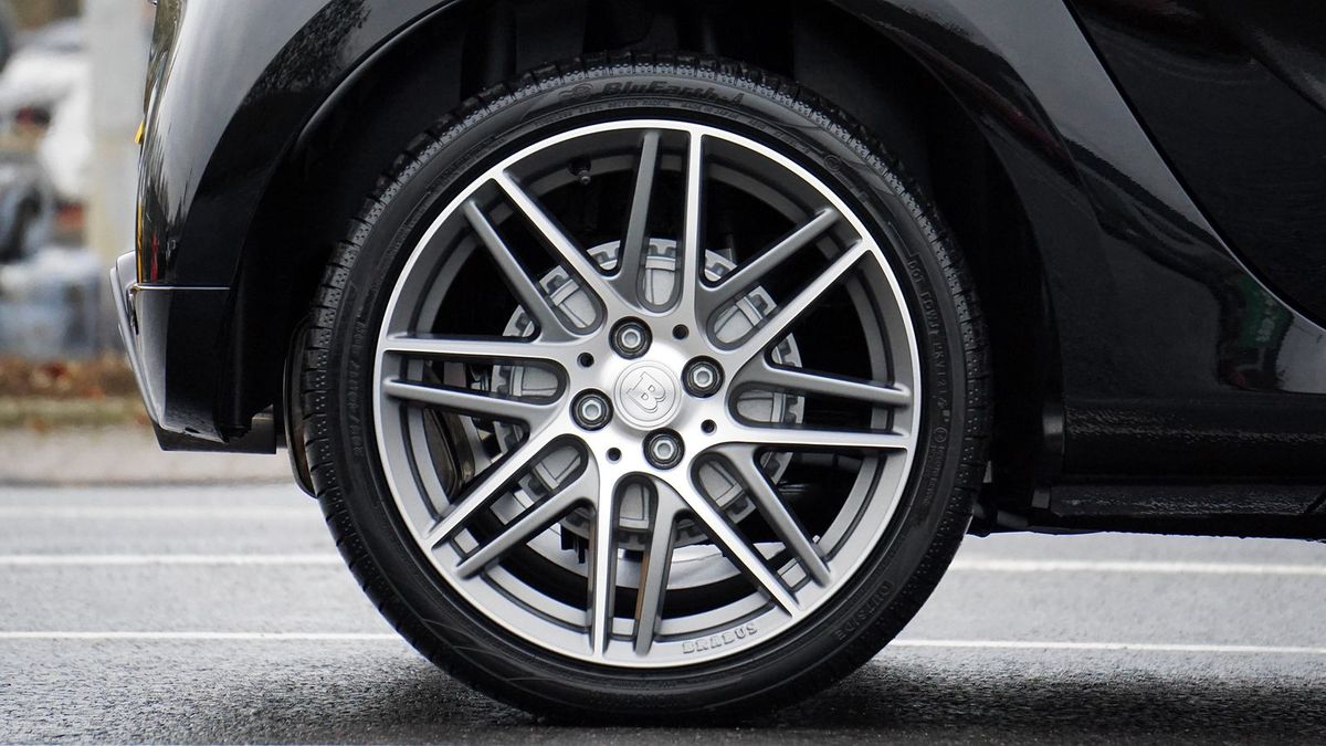 Close-up of a clean, well-maintained alloy wheel and tire